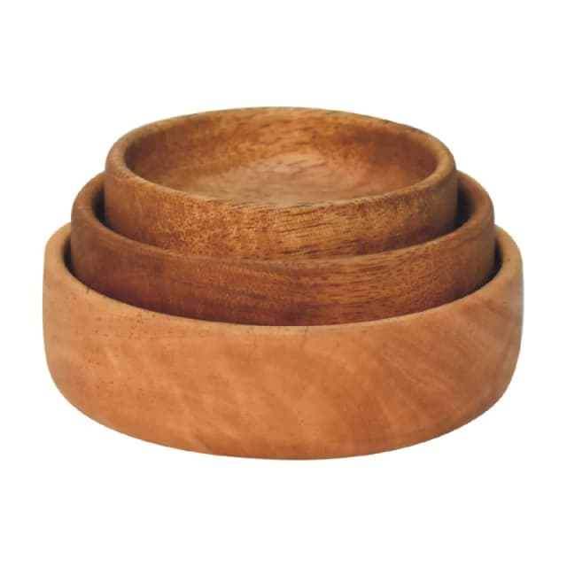 Artisan Furniture Artisan Furniture Serveware - Solid Wood Fruit Bowl Set of 3, Light Brown