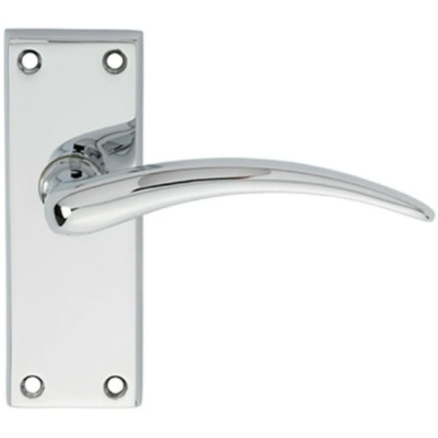 Loops PAIR Slim Arched Door Handle on Latch Backplate 150 x 43mm Polished Chrome Multi