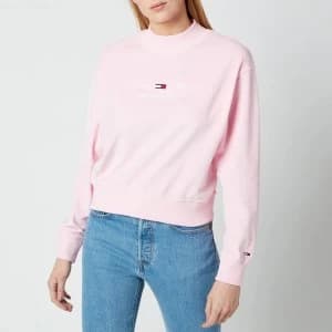 Tommy Jeans Womens TJW Pastel Velour Crew - Romantic Pink - L