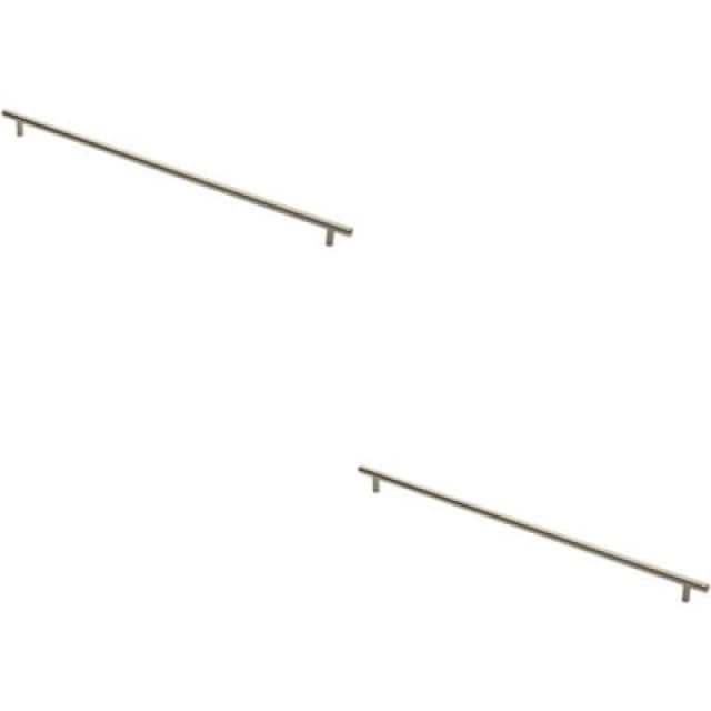 Loops 2x Round T Bar Cabinet Pull Handle 572 x 12mm 512mm Fixing Centres Satin Nickel Metallics unisex
