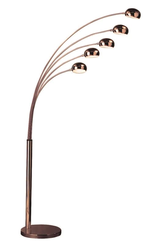 Premier Housewares Zeus 5 Arced Lights Floor lamp with EU Plug Copper