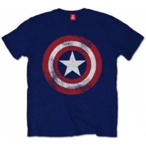 Captain America Distressed Shield Navy TS: Small