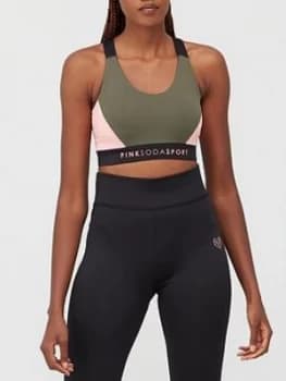 Pink Soda Ave Panel Sports Bra - Black