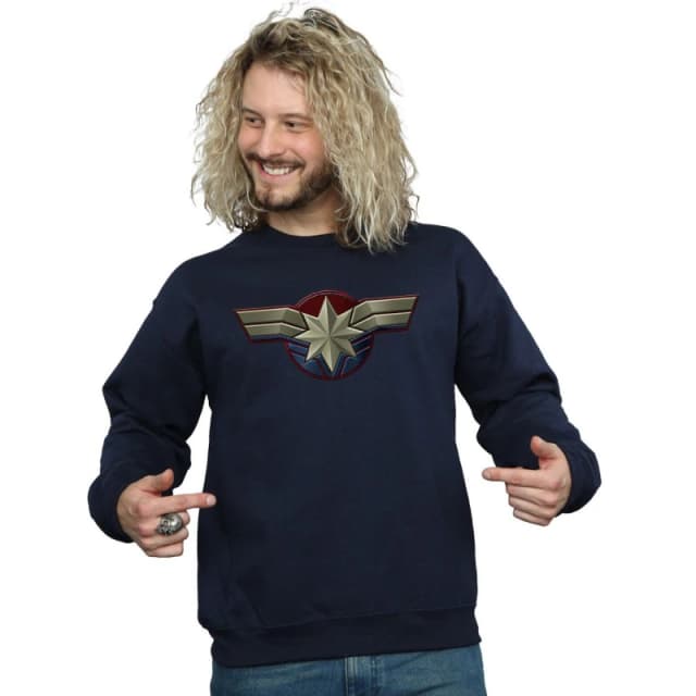 Marvel Marvel Men Captain Chest Emblem Sweatshirt in Navy Size: Small Navy S Male 5059114695706