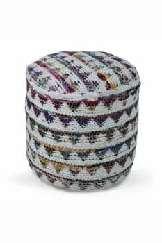 Chindi Pattern Woven Bean Filled Pouffe Circular
