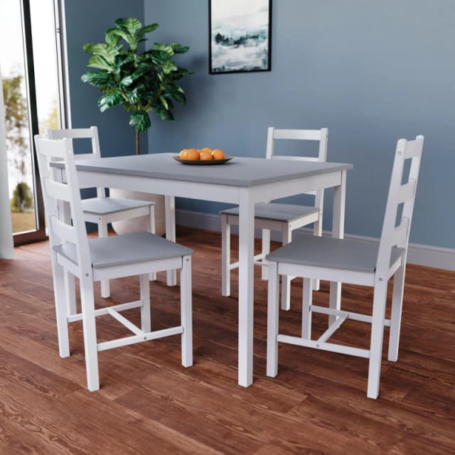 Lassic Vida Designs Yorkshire 4 Seater Dining Set White & Grey unisex 4 Seater