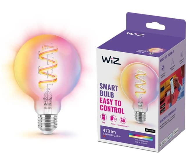 WIZ Colour Filament Smart LED Light Bulb - E27, G95 8720169072190