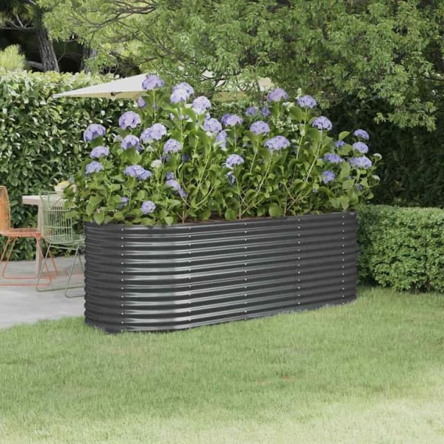 vidaXL Garden Raised Bed Powder-coated Steel 224x80x68cm Anthracite, Grey 318956