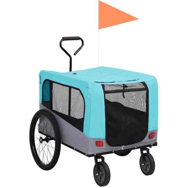 VIDAXL Vidaxl - 2-in-1 Pet Bike Trailer & Jogging Stroller Blue and Grey 8719883868851