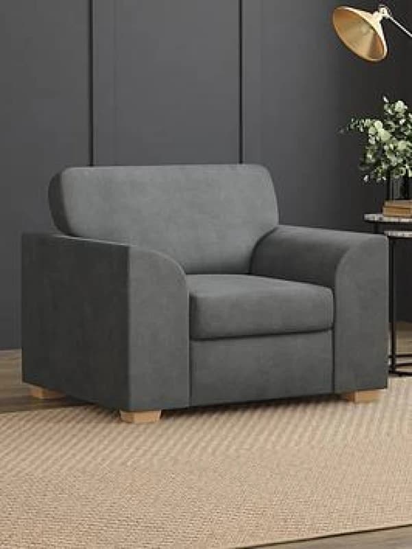Aspire Modo Armchair, Fixed Back, Plush Velvet Steel, Grey MO-FB-PV05-1S