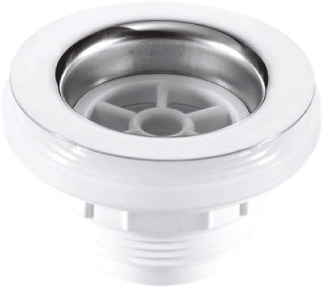 McAlpine BSW10 1.5" Backnut Bath Waste: 70mm Stainless Steel Flange x 1.5" Tail: Unslotted: Plug White