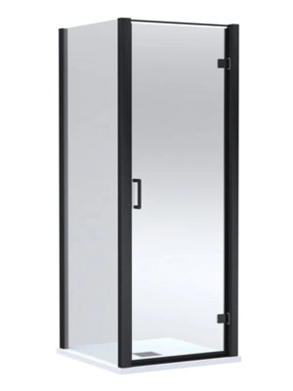 Balterley Hinged Shower Door & Slimline Tray: 900x900mm Matt Black/White in Black Unisex