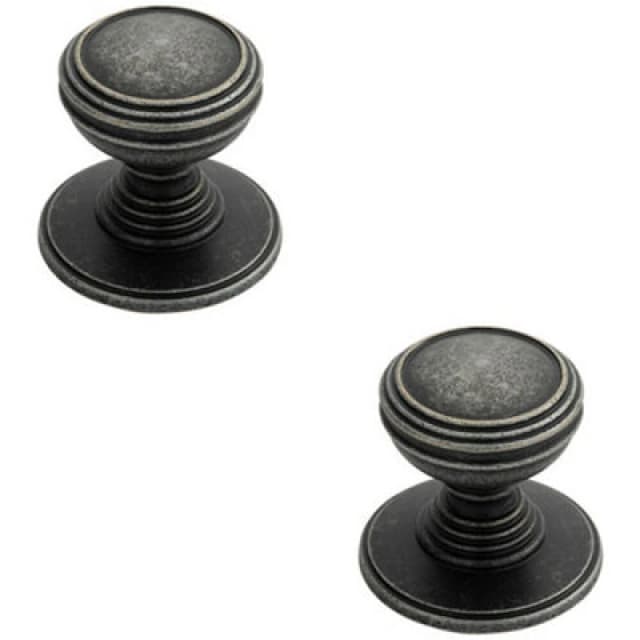 Loops 2x Ringed Tiered Cupboard Door Knob 30mm Diameter Pewter Cabinet Handle Multi unisex