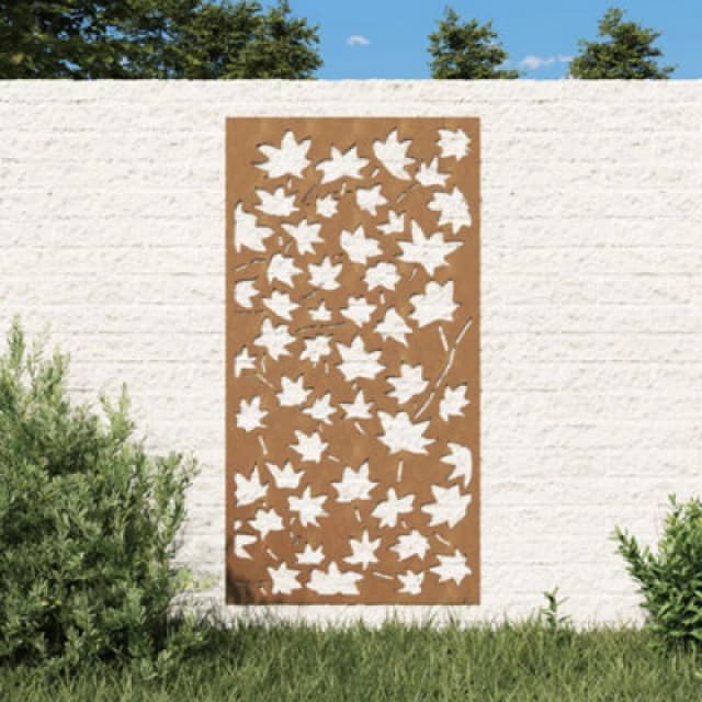 vidaXL Garden Wall Decoration 105x55cm Corten Steel Maple Leaf Design, Brown 824479