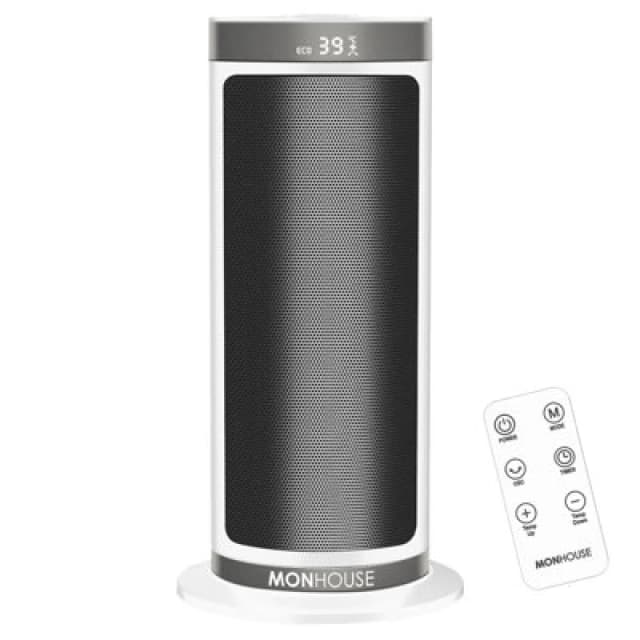 MONHOUSE 2000W Energy Efficient Electric PTC Portable Heater 12H Timer - 40cm in White White Unisex