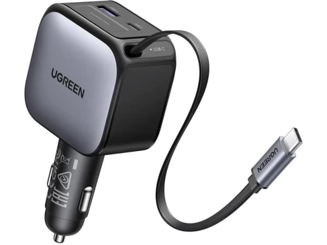 Ugreen Fast Car Charger 2-Port 60W 55212B Retractable Cable
