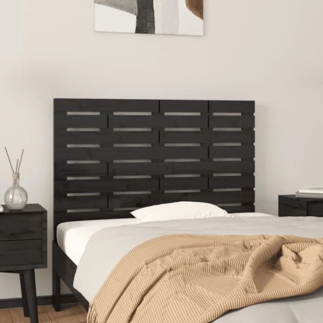 Vidaxl Wall Headboard Black 96X3X63cm Solid Wood Pine, Black 824727