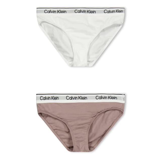 Calvin Klein Kids Bikini Briefs White/Dust 0WS female 8-10Y