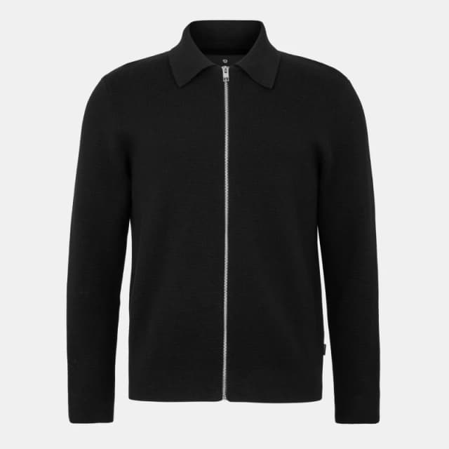 Jack and Jones Mens Stitch Knitted Full-Zip Fleece Fabric Black male XS