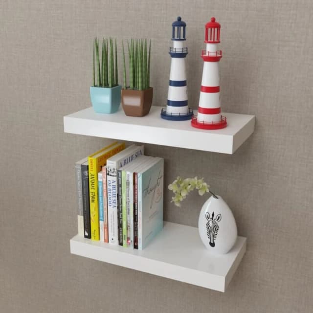 VIDAXL Vidaxl - 2 White mdf Floating Wall Display Shelves Book/DVD Storage 242182fr
