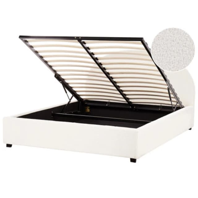 Beliani Ottoman Bed Boucle Vaucluse 160 X 200 Cm (Eu King Size) Off-White