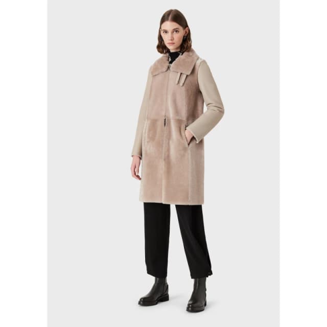 Emporio Armani Contrast Fur Coat - Beige Beige 8