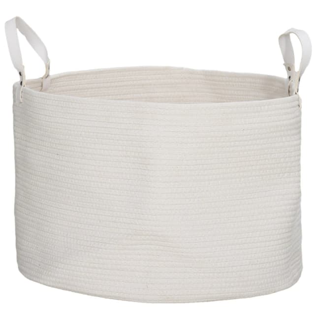HOMCOM 88L Cotton Rope Laundry Basket with Handles for Pillows Clothes Cream - Homcom 5056725591762