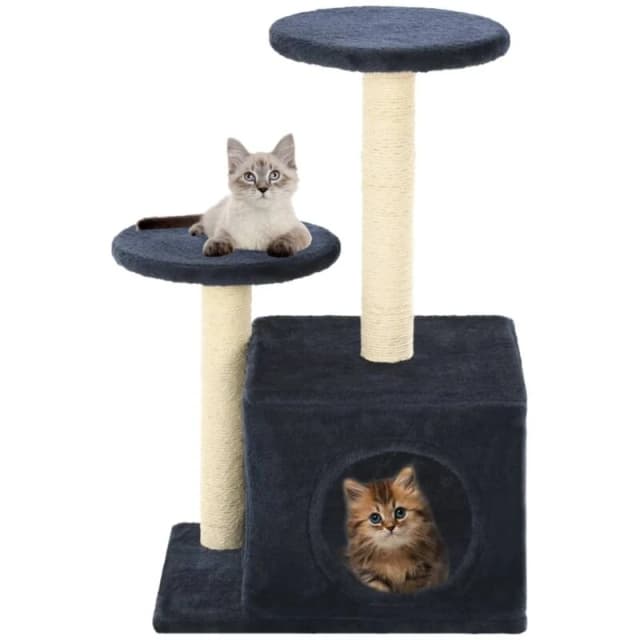 vidaXL Cat Tree with Sisal Scratching Posts 60cm Dark Blue Kitten Playhouse