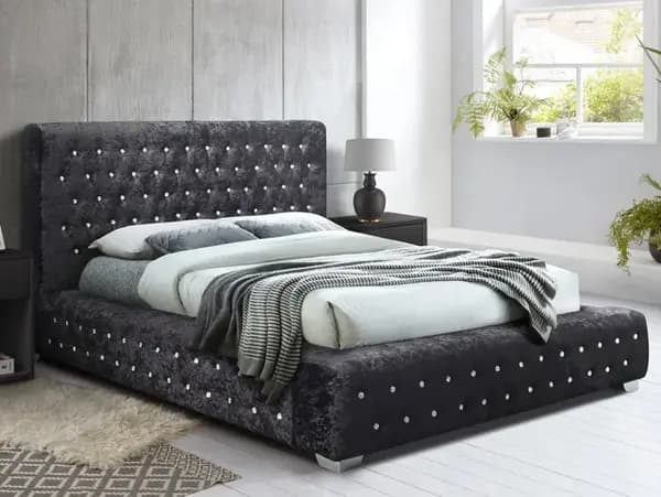 Birlea Grande 6ft Super King Size Black Crushed Velvet Bed Frame