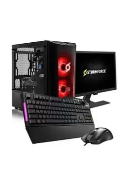 Stormforce AMD Ryzen 5 4600G, 8GB Ram, 240GB SSD Gaming Desktop Bundle With 23.8-Inch Monitor, Keyboard & Mouse