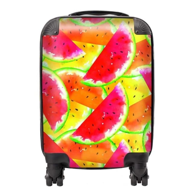 Warren Reed - Designer Melon Print Suitcase in Red Size: Large Red Unisex Large
