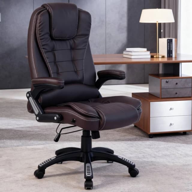 RAYGAR Raygar - Reclining Office Chair with High Back and Luxury Faux Leather - Brown RG0402