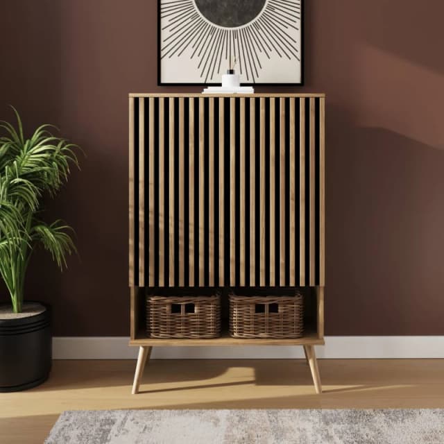 Gfw Rowen Shoe Cabinet - Fsc Certified Oak/Black WVUKY Unisex