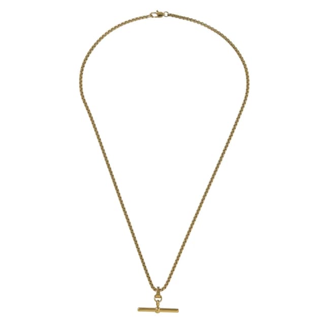 Fabric T-Bar Metal Necklace - Gold Gold One Size