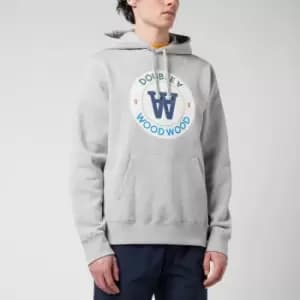 Wood Wood Mens Ian Crest Pullover Hoodie - Grey Melange - S