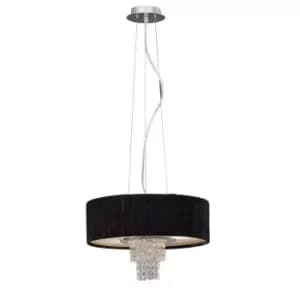 Nerissa Ceiling Pendant with Black Shade 4 Light Polished Chrome, Crystal