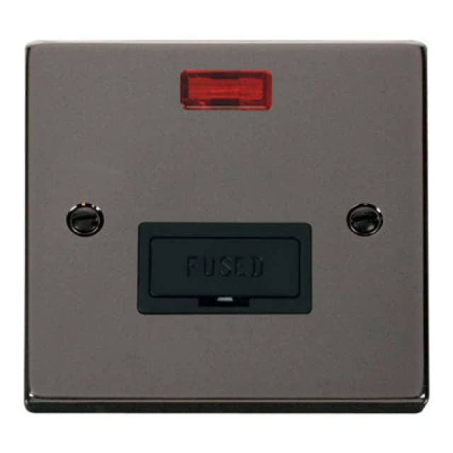 SE Home Black Nickel 13A Fused Connection Unit With Neon Black