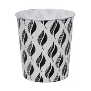 JVL Leaves Plastic Waste Paper Bin - Black and White