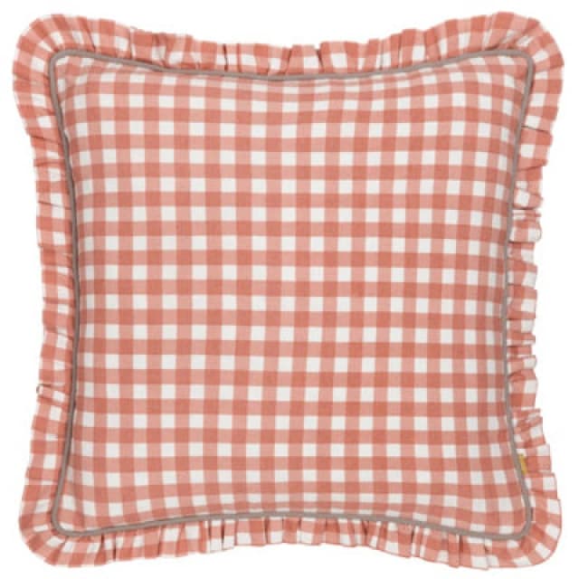 Furn furn. Maude Gingham Reversible Piped Polyester Filled Cushion in Rose Size: 45cm x 45cm Rose 45cm x 45cm Unisex 5025532803115