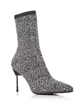 Kurt Geiger London Womens Barbican Glitter Knit High Heel Booties