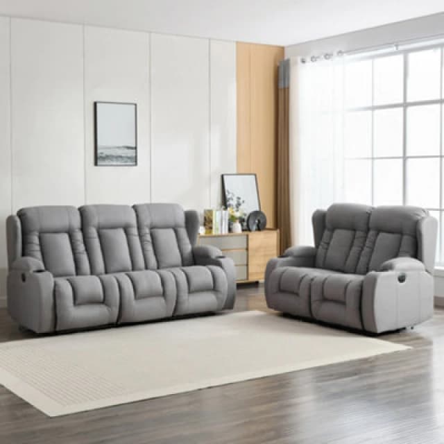 More4Homes Caesar 2+3 Seater Grey Technology Fabric Modern Electric Recliner Sofa Set