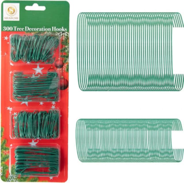 Shatchi 300Pcs Tree Decoration Hooks Green - Ideal For Seasonal Decor