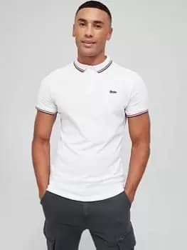 Superdry Vintage Tipped Short Sleeved Polo Shirt - White/Red Size M Men