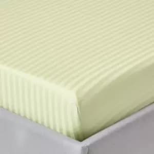 Sage Green Egyptian Cotton Satin Stripe Fitted Sheet 330 Thread Count, Super King - Sage Green - Sage Green - Homescapes