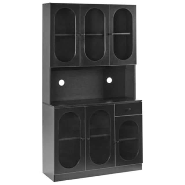 Beliani Glass Display Cabinet Langford 100 Cm Black