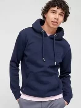 Superdry Embroidered Logo Overhead Hoodie - Navy Size M Men