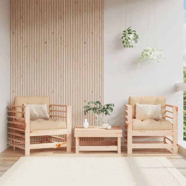 VIDAXL Garden Chairs with Cushions 2 pcs Solid Wood Pine Vidaxl 8720845802776