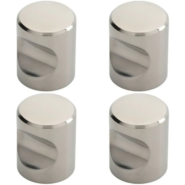 Loops 4x Cylindrical Cupboard Door Knob 25mm Diameter Polished Stainless Steel Handle Metallics unisex