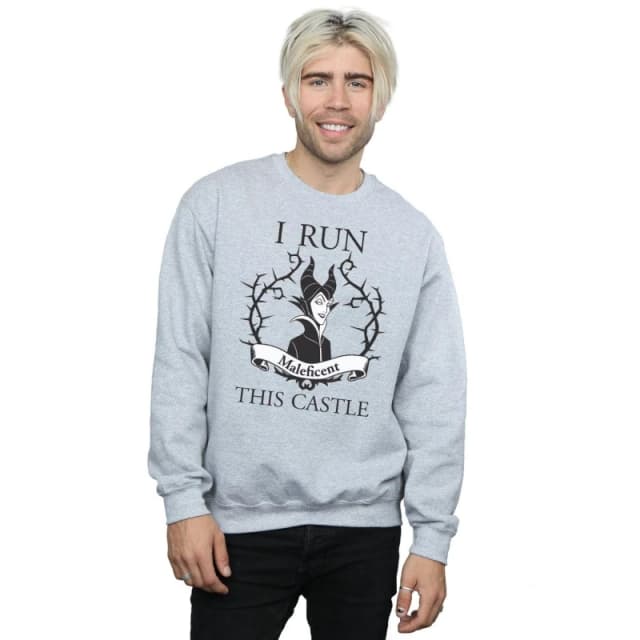 Disney Men Maleficent I Run This Castle Sweatshirt in Grey Size: Small Grey S Male 5057736607992