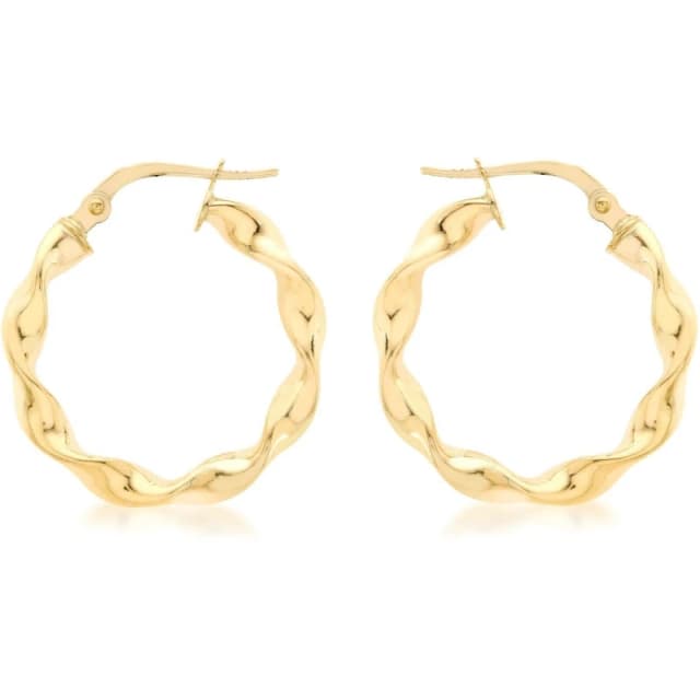 Be You 9ct Gold Twist Hoops Yellow Gold female One Size